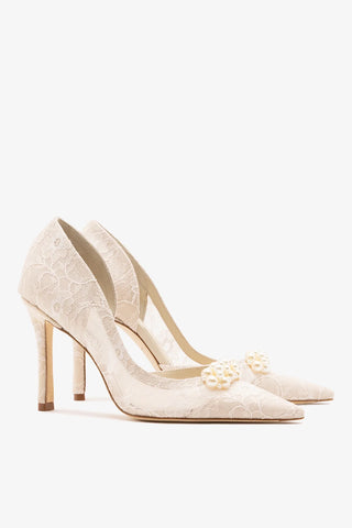Larroudé x Markarian: D'Orsay Pump White Lace Pump Larroudé x Markarian