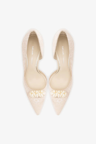 Larroudé x Markarian: D'Orsay Pump White Lace Pump Larroudé x Markarian