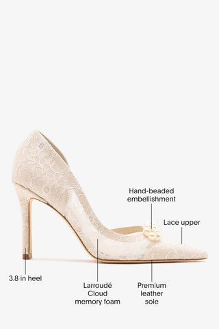 Larroudé x Markarian: D'Orsay Pump White Lace Pump Larroudé x Markarian
