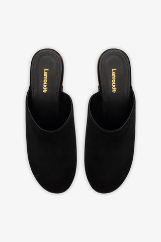 Miso Wooden Platform Clog In Black Suede