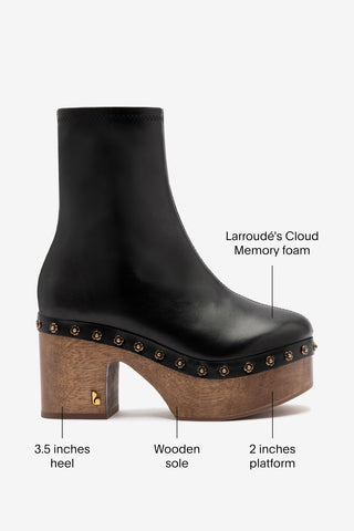 Miso Wooden Boot In Black Leather Boot Larroudé