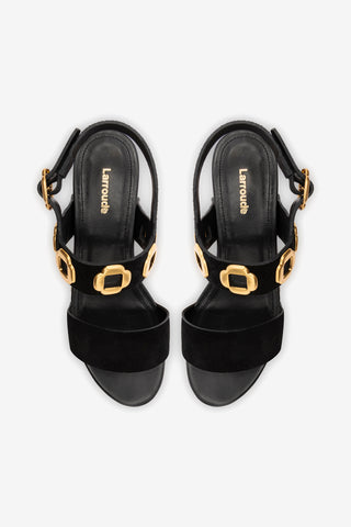Miso Wooden Platform Sandal In Black Suede