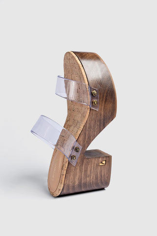 Miso Clear Platform Sandal In Clear Vinyl and Natural Cork Womens - Shoes - Platforms Larroudé
