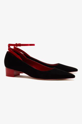 Larroudé x CPPXO Low Pump In Black And Scarlet Leather