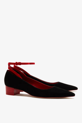 Larroudé x CPPXO Low Pump In Black And Scarlet Leather