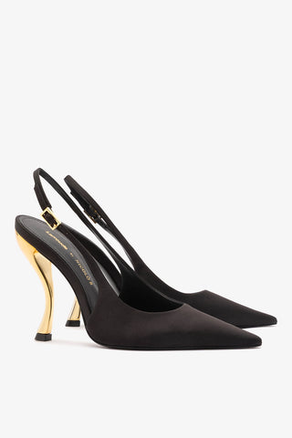 Larroudé x Nicolò B.: Grace Pump Black Satin Pump Larroudé x Nicolò Beretta