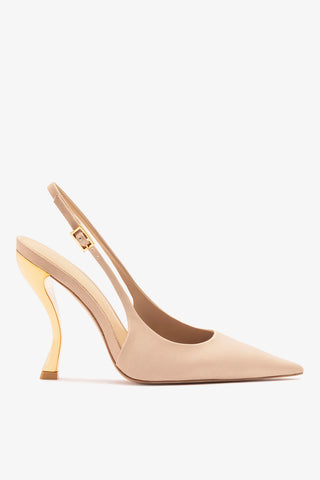 Larroudé x Nicolò B.: Grace Pump Sand Satin Pump Larroudé x Nicolò Beretta