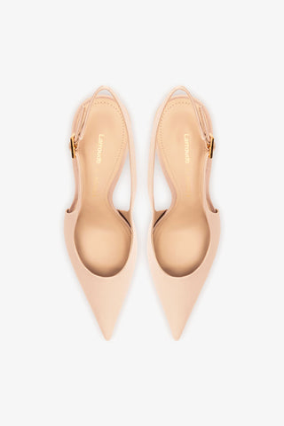 Larroudé x Nicolò B.: Grace Pump Sand Satin Pump Larroudé x Nicolò Beretta