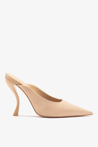 Larroudé x Nicolò B.: Inna Mule Sand Satin Mule Larroudé x Nicolò Beretta