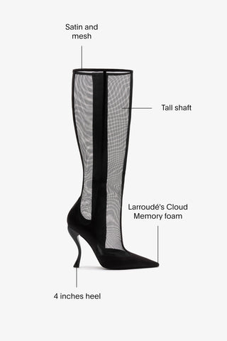 Larroudé by Nicolò B. Zuzu Mesh Boot In Black Satin