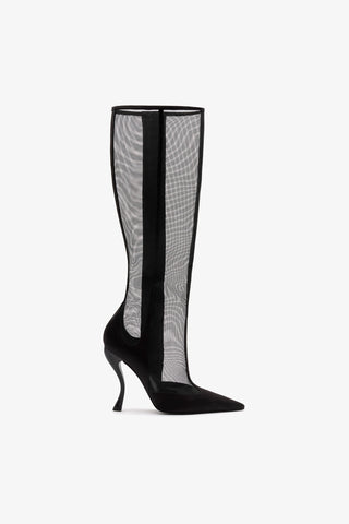 Larroudé by Nicolò B. Zuzu Mesh Boot In Black Satin