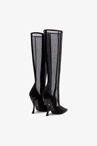 Larroudé by Nicolò B. Zuzu Mesh Boot In Black Satin