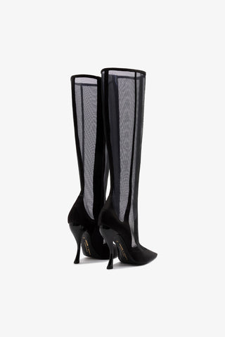Larroudé by Nicolò B. Zuzu Mesh Boot In Black Satin