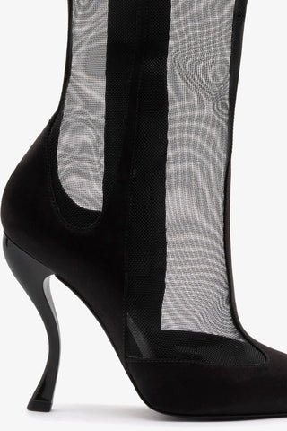 Larroudé by Nicolò B. Zuzu Mesh Boot In Black Satin