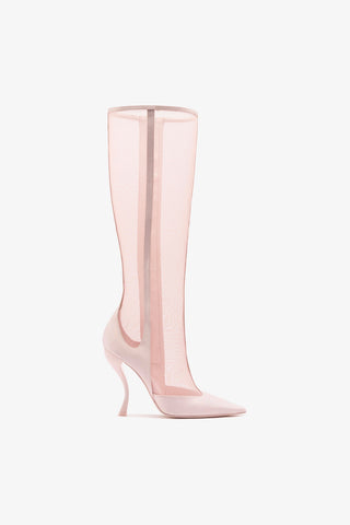 Larroudé by Nicolò B. Zuzu Mesh Boot In Strawberry Satin