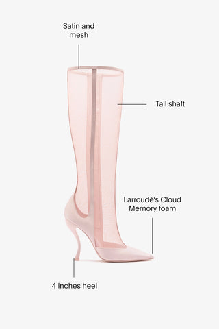 Larroudé by Nicolò B. Zuzu Mesh Boot In Strawberry Satin