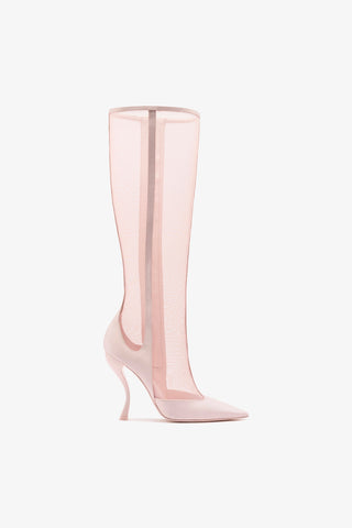 Larroudé by Nicolò B. Zuzu Mesh Boot In Strawberry Satin