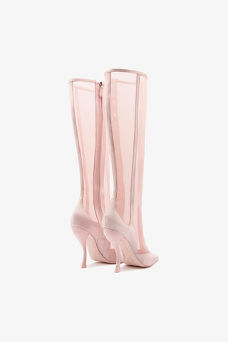 Larroudé by Nicolò B. Zuzu Mesh Boot In Strawberry Satin