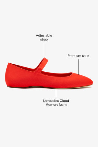 Larroudé by Nicolò B. Maria Ballet Flat In Scarlet Satin