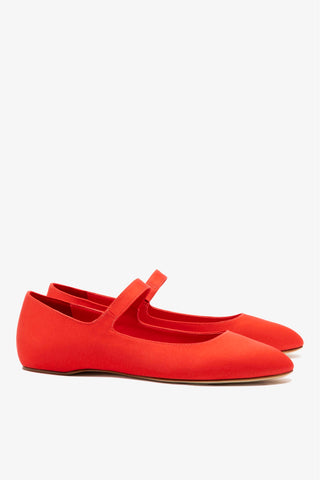 Larroudé by Nicolò B. Maria Ballet Flat In Scarlet Satin