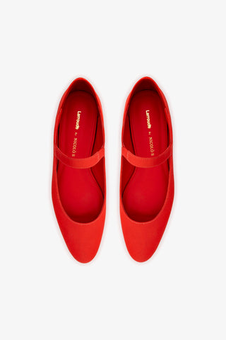 Larroudé by Nicolò B. Maria Ballet Flat In Scarlet Satin