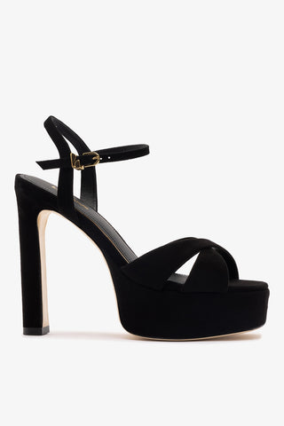 Bianca High Platform Sandal In Black Suede