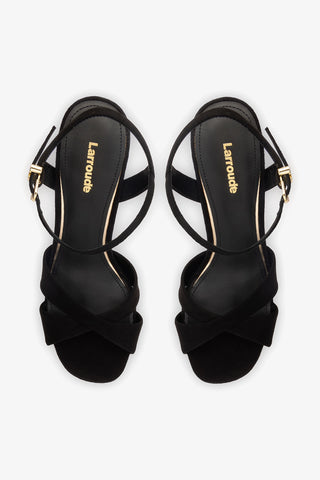 Bianca High Platform Sandal In Black Suede