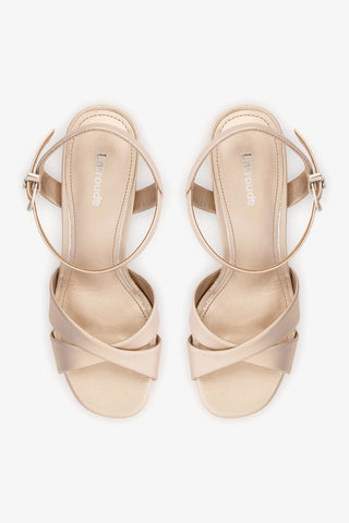 Bianca High Platform Sandal In Champagne Metallic Leather