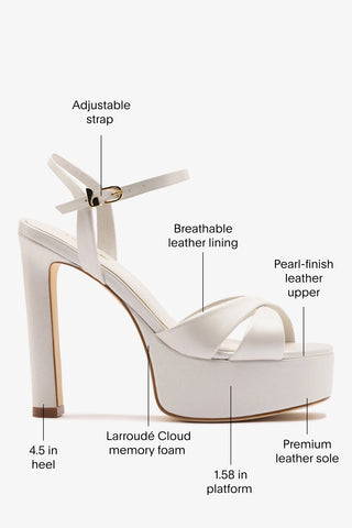 Bianca High Platform Sandal In Pearl Leather Sandal Larroudé