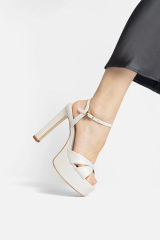 Bianca High Platform Sandal In Pearl Leather