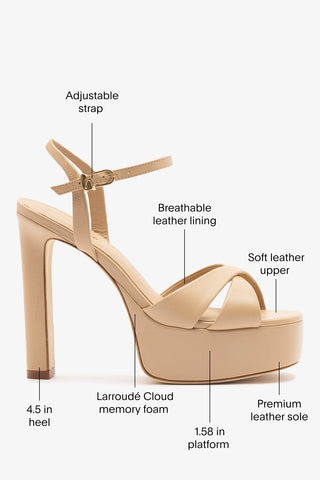 Bianca High Platform Sandal In Sand Leather Sandal Larroudé