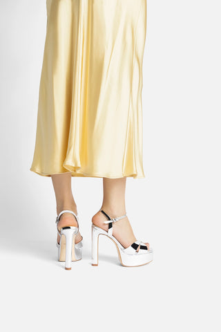 Bianca High Platform Sandal In Silver Specchio