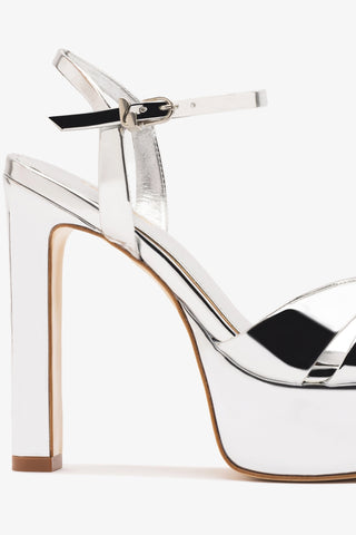 Bianca High Platform Sandal In Silver Specchio