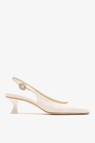 Larroudé x Markarian: Amal Pump White Lace Pump Larroudé x Markarian