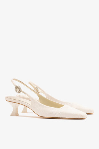 Larroudé x Markarian: Amal Pump White Lace Pump Larroudé x Markarian