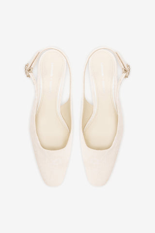 Larroudé x Markarian: Amal Pump White Lace Pump Larroudé x Markarian