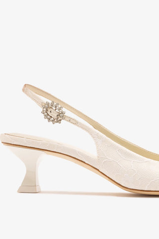 Larroudé x Markarian: Amal Pump White Lace Pump Larroudé x Markarian