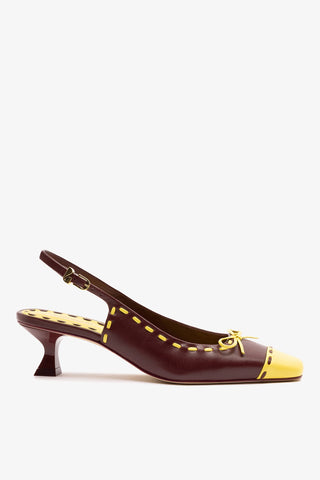 Jenny Pump In Burgundy and Lemonade Leather