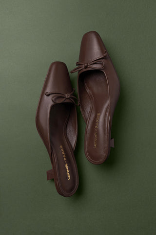 Larroudé x Parke Mule In Brown Leather