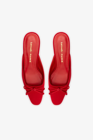 Larroudé x Parke Mule In Cherry Satin