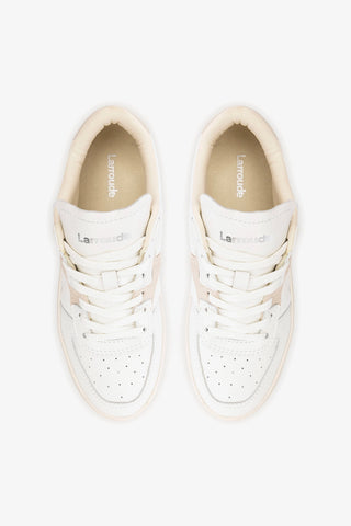 George Sneaker In White Leather and Mushroom Grey Suede