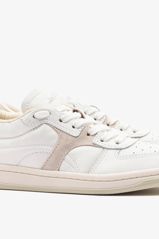 George Sneaker In White Leather and Mushroom Grey Suede