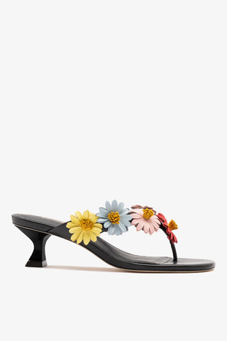 Fiore Thong Sandal Black Leather Sandal Larroudé