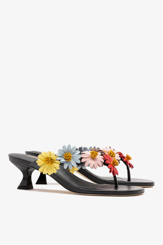 Fiore Thong Sandal Black Leather Sandal Larroudé