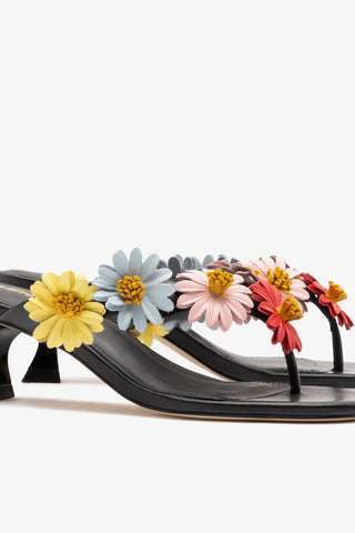 Fiore Thong Sandal Black Leather Sandal Larroudé
