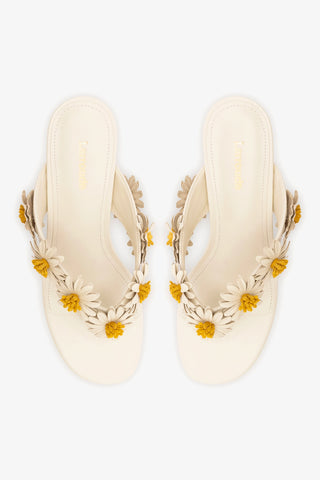 Fiore Thong Sandal Ivory Leather Sandal Larroudé