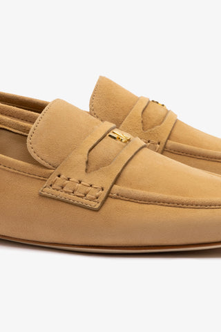 Suki Flat Loafer In Peanut Suede