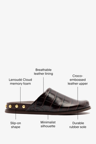 Larroudé x Kenneth Cole: Clog Dark Oak Croco Leather Clog Larroudé x Kenneth Cole