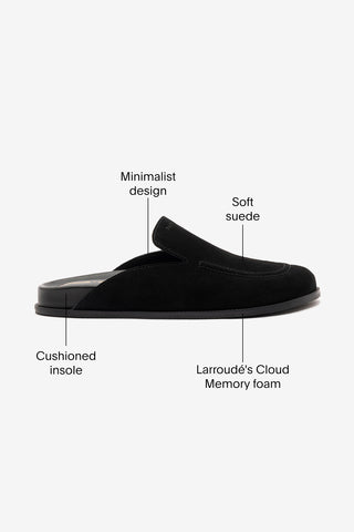 Larroudé x Parke Clog In Black Suede