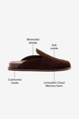 Larroudé x Parke Clog In Brown Suede